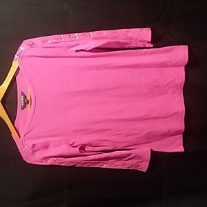 RALPH LAUREN Fuschia Lace-up Boat Neck Top